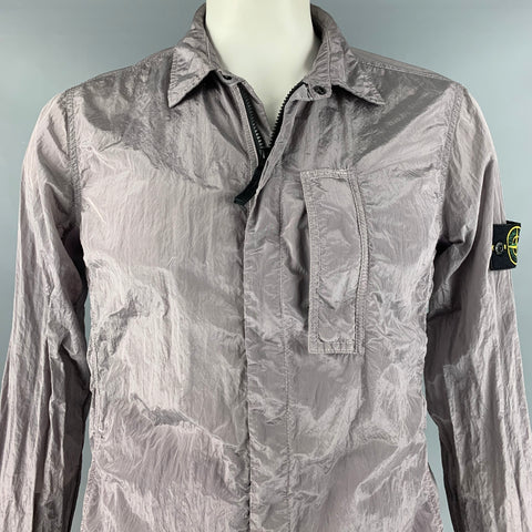 STONE ISLAND Taille L Veste zippée en polyamide métallisé gris