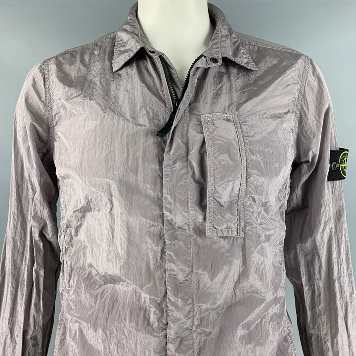 STONE ISLAND Taille L Veste zippée en polyamide métallisé gris