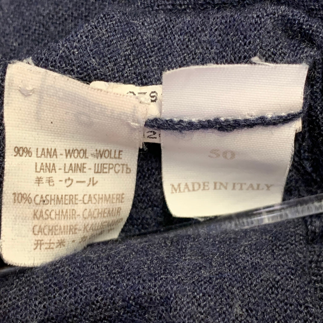 BRUNELLO CUCINELLI Size M Navy Jersey Wool Cashmere V-Neck Pullover