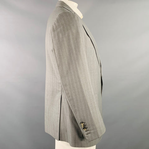ASTOR & BLACK Size 44 Grey Brown Pinstripe Single Breasted Sport Coat Vest Suit Set