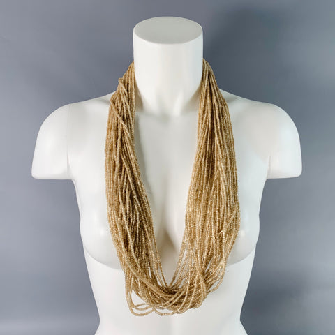 VINTAGE Cream Beaded Cotton Tie Necklace
