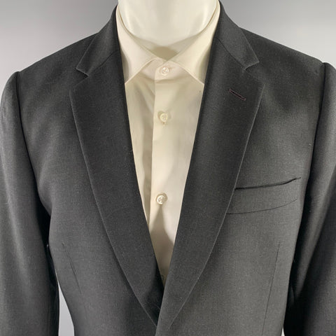 PAUL SMITH Chest Size 42 Black Solid Wool Notch Lapel Sport Coat