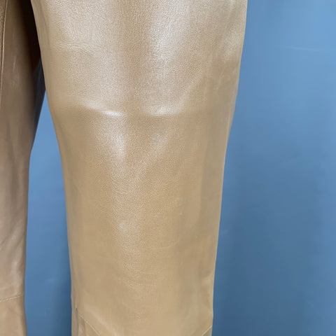 MICHAEL KORS Size 2 Tan Leather Bootcut Casual Pants