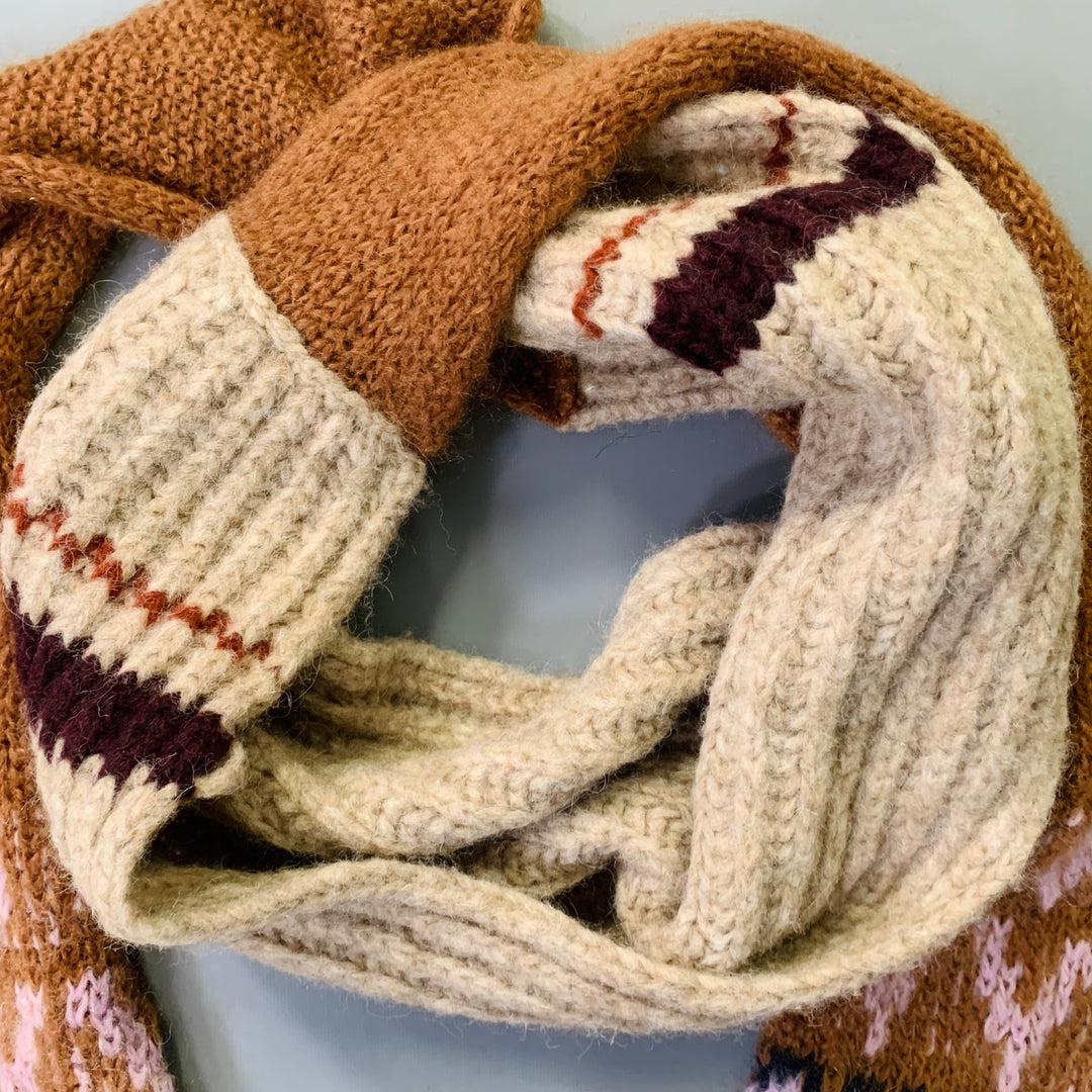 RAF SIMONS Brown Mauve Knit Alpaca Mohair Wool Blend Scarf