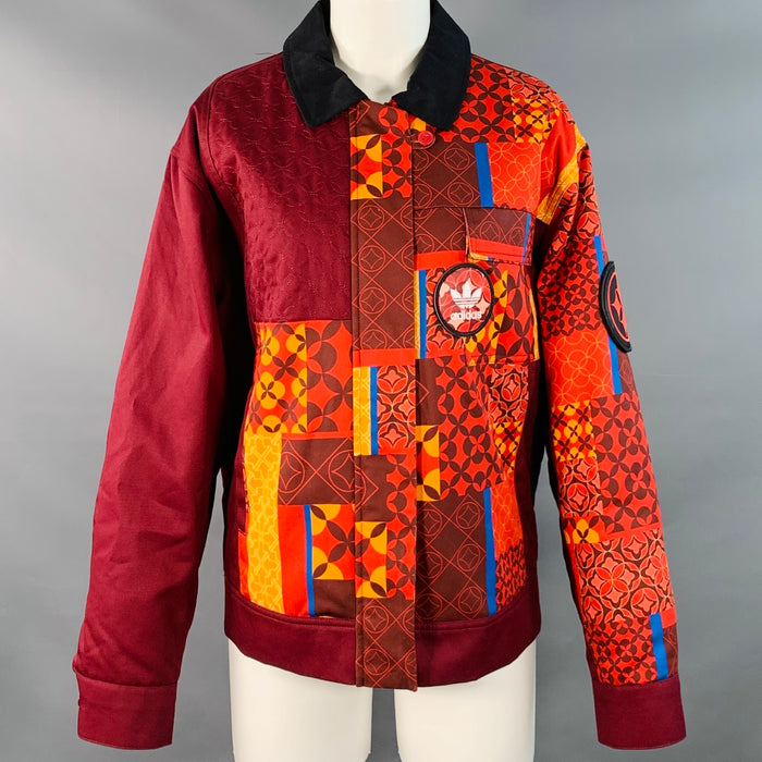 ADIDAS Blouson zippé patchwork coton multicolore bordeaux taille M