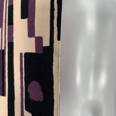 MARNI Size 8 Rose Purple Black Cotton Silk Print Open Front Coat