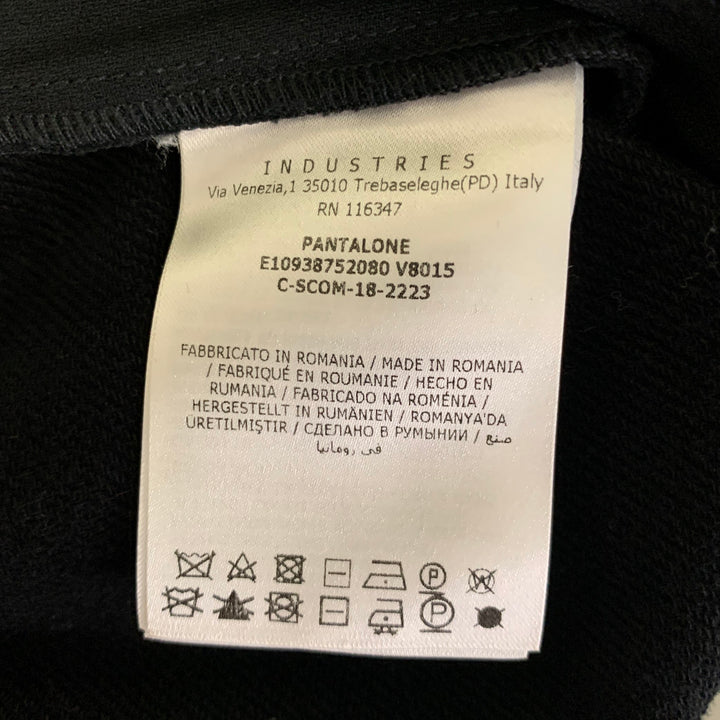 MONCLER Taille S Pantalon décontracté en coton noir à plis nervurés