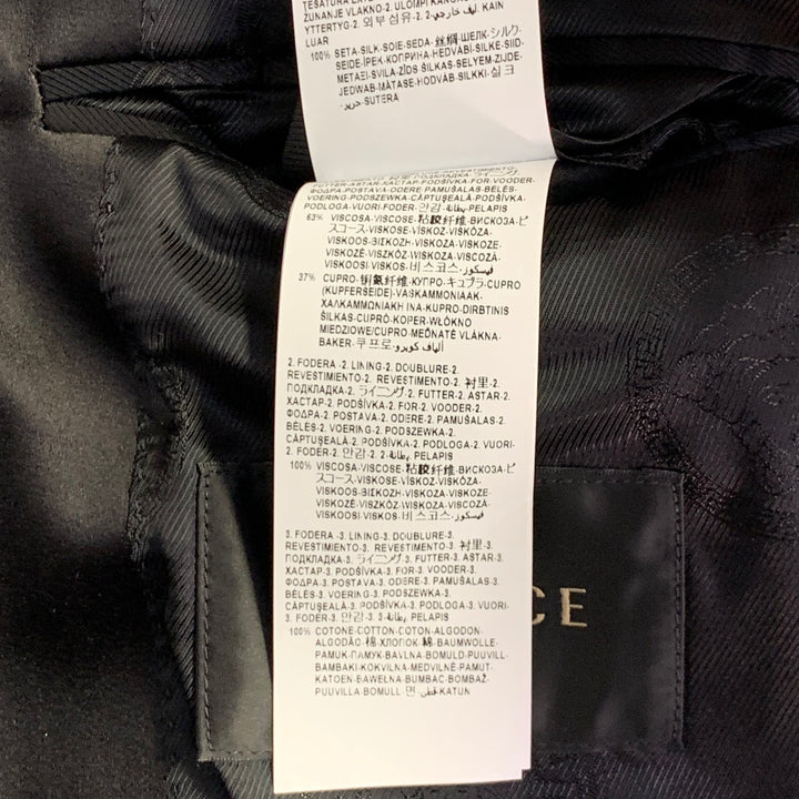 VERSACE Size 44 Black Gold Purple Abstract Silk Blend Shawl Collar Sport Coat