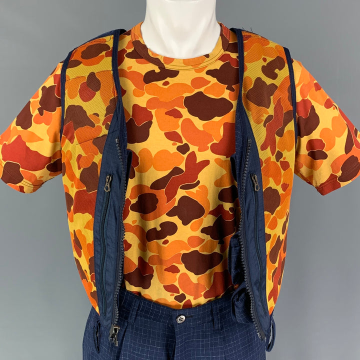 JUNYA WATANABE SS19 Size M Blue Yellow Grosgrain Utility Vest Shorts 3PC Set