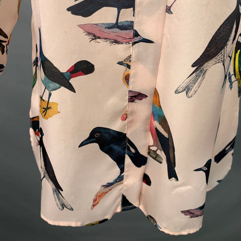 PAUL SMITH Size 4 Pink Multi Color Cupro Birds Spread Collar Shirt
