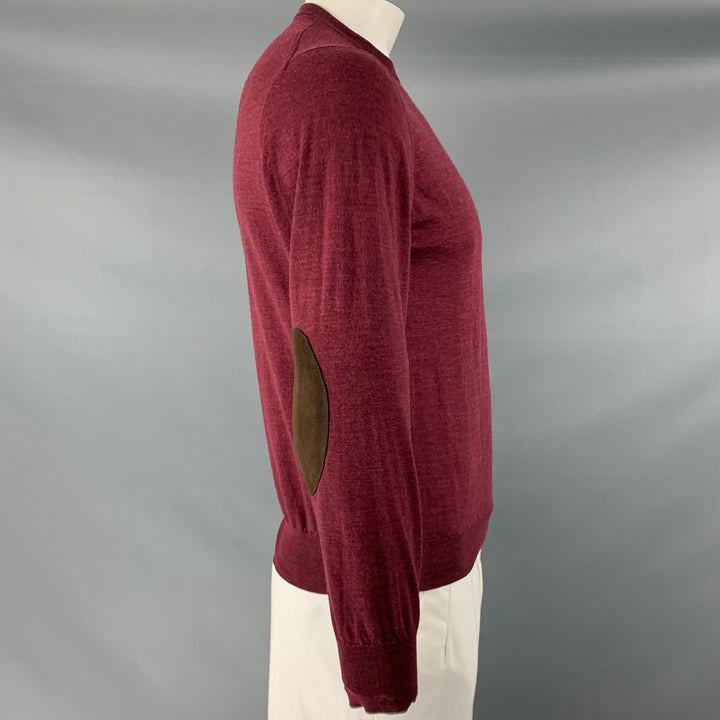 BRUNELLO CUCINELLI Size M Burgundy Wool Cashmere Crew Neck Sweater