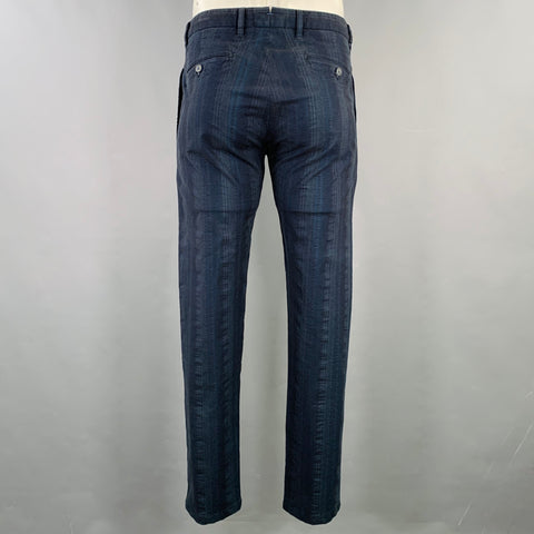J.W. BRINE Size 34 Navy Blue Stripe Flat Front Casual Pants
