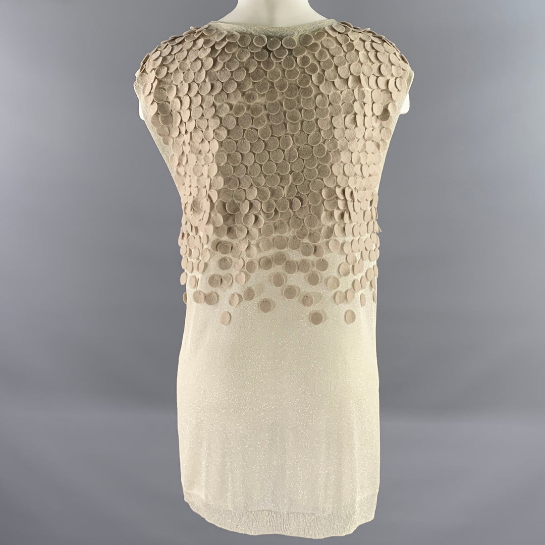 PHILLIP LIM Size L Beige Metallic Silk Cotton Sparkly Sleeveless Top