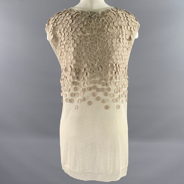 PHILLIP LIM Size L Beige Metallic Silk Cotton Sparkly Sleeveless Top