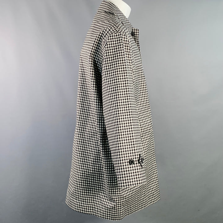 MACKINTOSH Size 38 Black White Checkered Wool Blend Hidden Buttons Coat