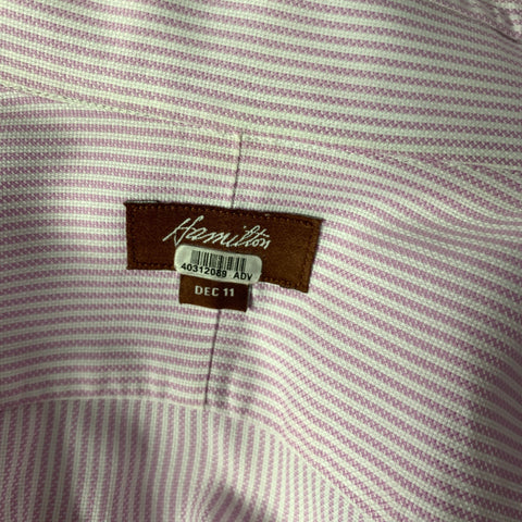 HAMILTON Size S Pink White Stripe Spread Collar Long Sleeve Shirt