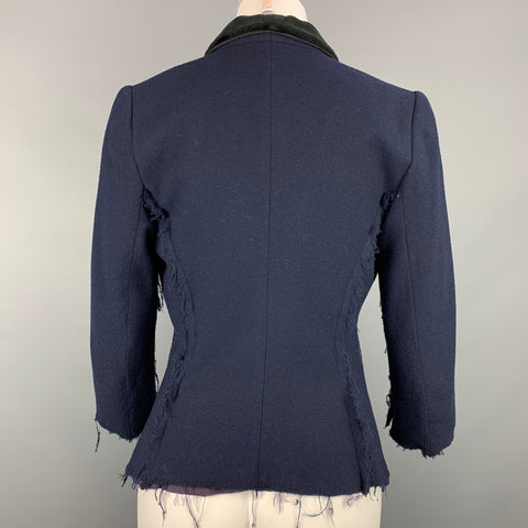 VINTAGE Size S Navy & Black Crepe Rhinestones Tuxedo Jacket