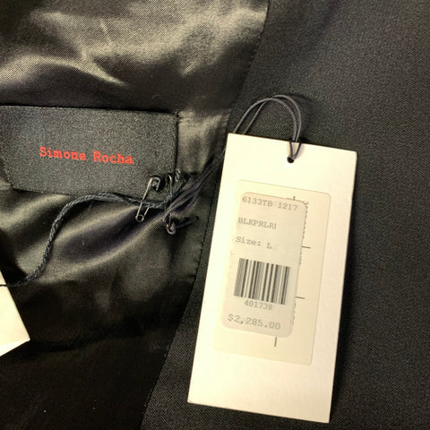 SIMONE ROCHA Chest Size L Black Red & White Beaded Wool Blend Sport Coat