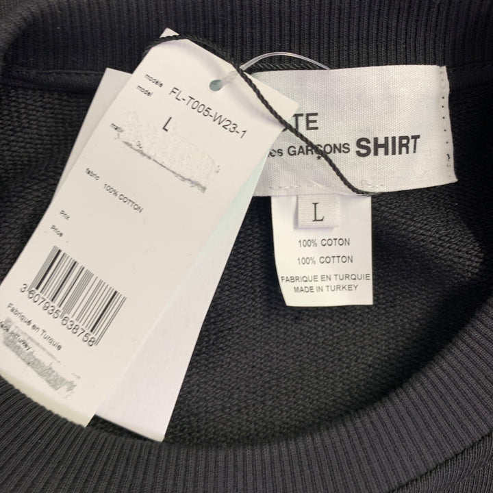 LACOSTE Size L Black Green Knit Cotton Logo Patch Sweater