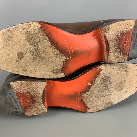 SANTONI Taille 7 Chaussures à lacets en cuir perforé bruni marron