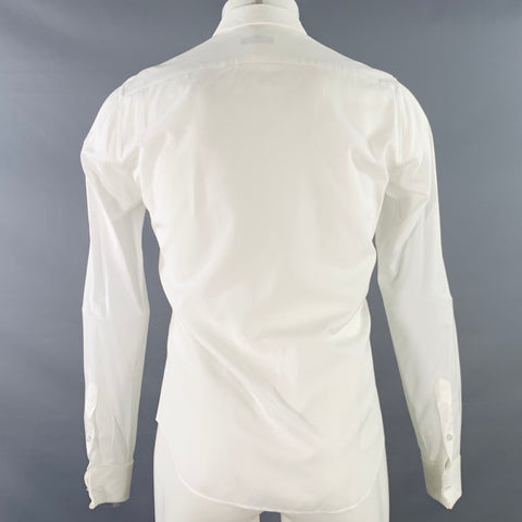 VALENTINO Size S White Cotton French Cuff Hidden Buttons Tuxedo Long Sleeve Shirt