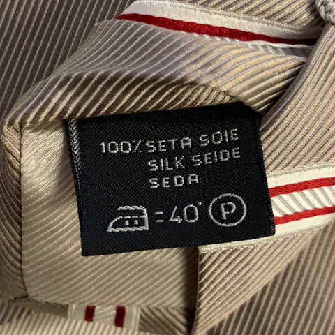 ERMENEGILDO ZEGNA One Size Tan Red Diagonal Stripe Silk Tie