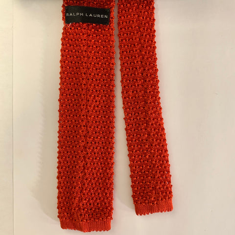 RALPH LAUREN Orange Knit Wool Blend Tie