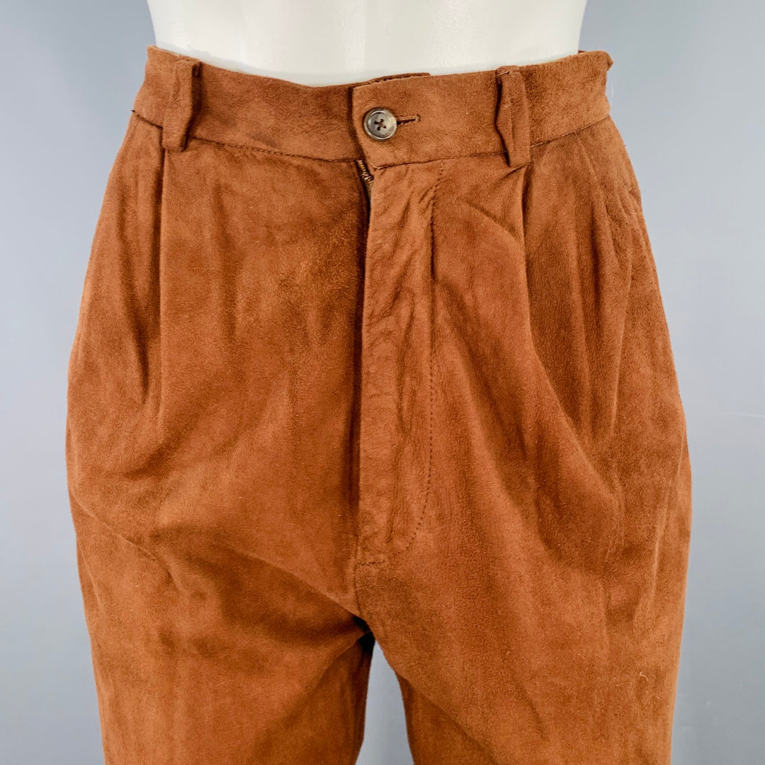 RALPH LAUREN Size 4 Brown Suede Pleated Casual Pants