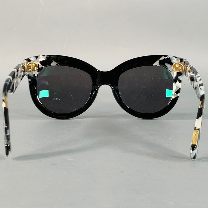 KREWE One Size Julia Black Grey Marbled Acetate Polarized Cat Eye Sunglasses