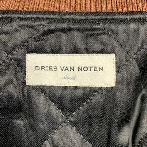 DRIES VAN NOTEN Size S Tan Brown Shaggy Faux Shearling Bomber Jacket