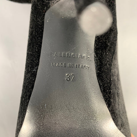 BALENCIAGA Size 7 Knife Black Velvet Pointed Toe Boots