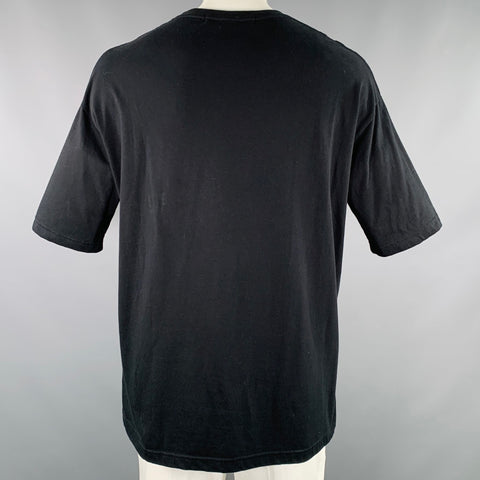YOHJI YAMAMOTO Size XL Black Cotton Logo Print Crew Neck T-shirt