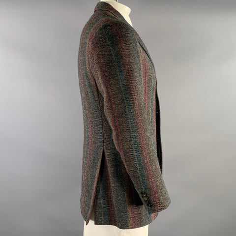 ETRO Chest Size 40 Brown Orange multi Tartan Wool Notch Lapel Sport Coat