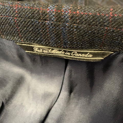 JACK VICTOR Chest Size 42 Navy Blue & Red Plaid Wool & Viscose Blend Sport Coat