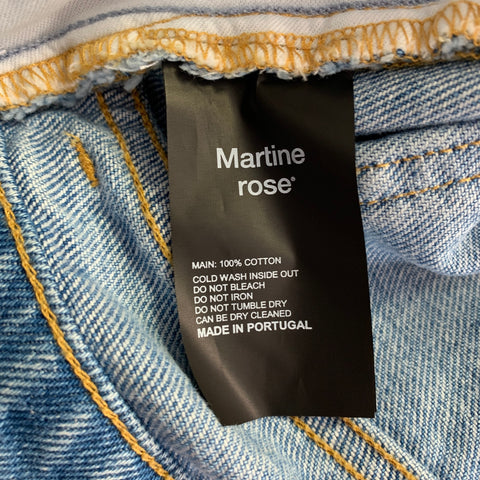 MARTINE ROSE Size L Blue Logo Cotton Denim Twill Wide Leg Baggy Jeans