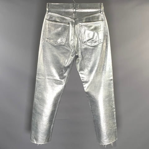 AGOLDE Size 26 Silver Metallic Denim Button Fly Jeans