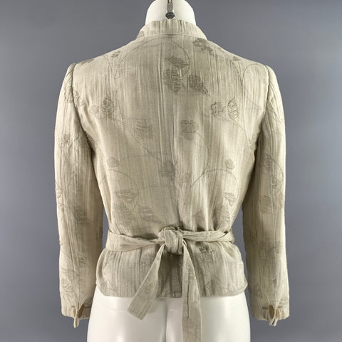 GIORGIO ARMANI Size 2 Cream Cotton Blend Floral Jacket