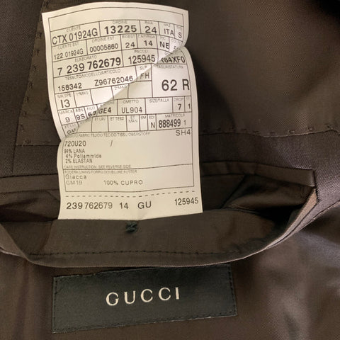 GUCCI Chest Size 52 Regular Brown Solid Wool Blend Notch Lapel Sport Coat