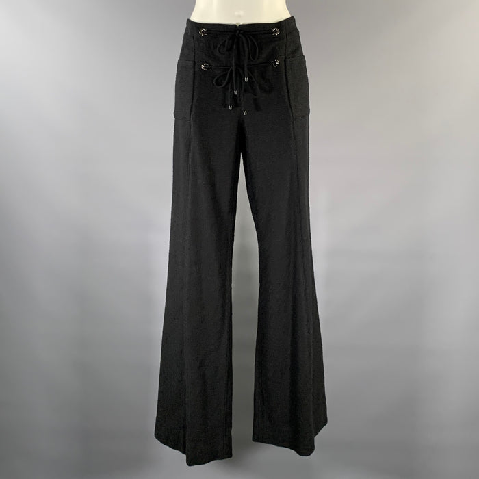 CHANEL Size M Black Cotton Wide Leg Casual Pants