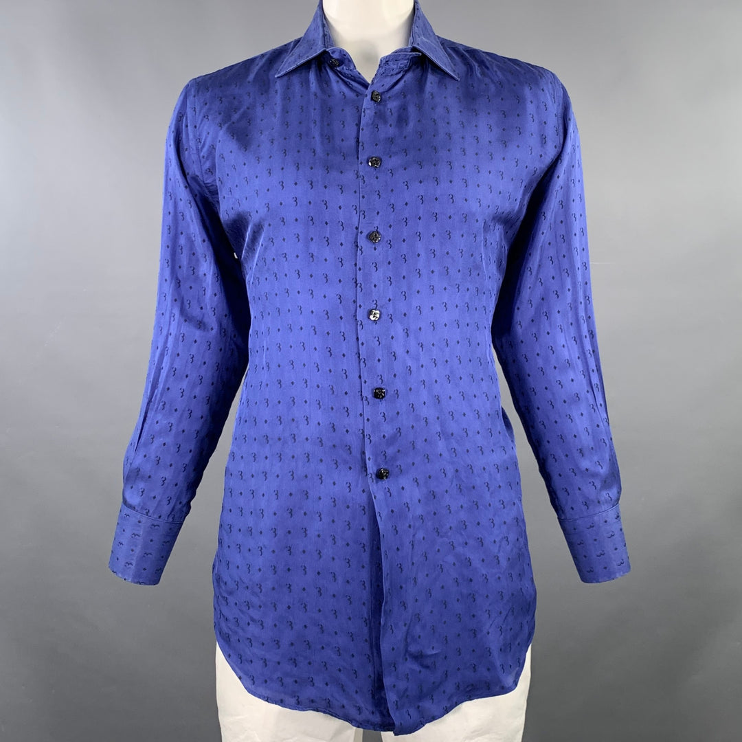 BILLIONAIRE COUTURE Size XL Blue Black Monogram Twill Long Sleeve Shirt –  Sui Generis Designer Consignment