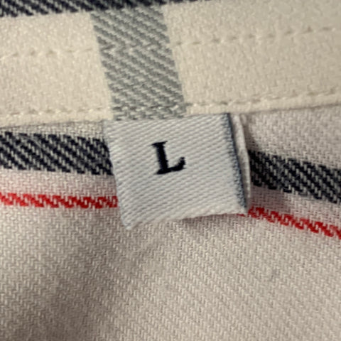 ADAM KIMMEL Size L White Red & Grey Plaid Cotton Long Sleeve Shirt