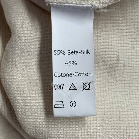 PIACENZA 1733 Size XXXL Cream Silk Cotton Crew Neck Pullover