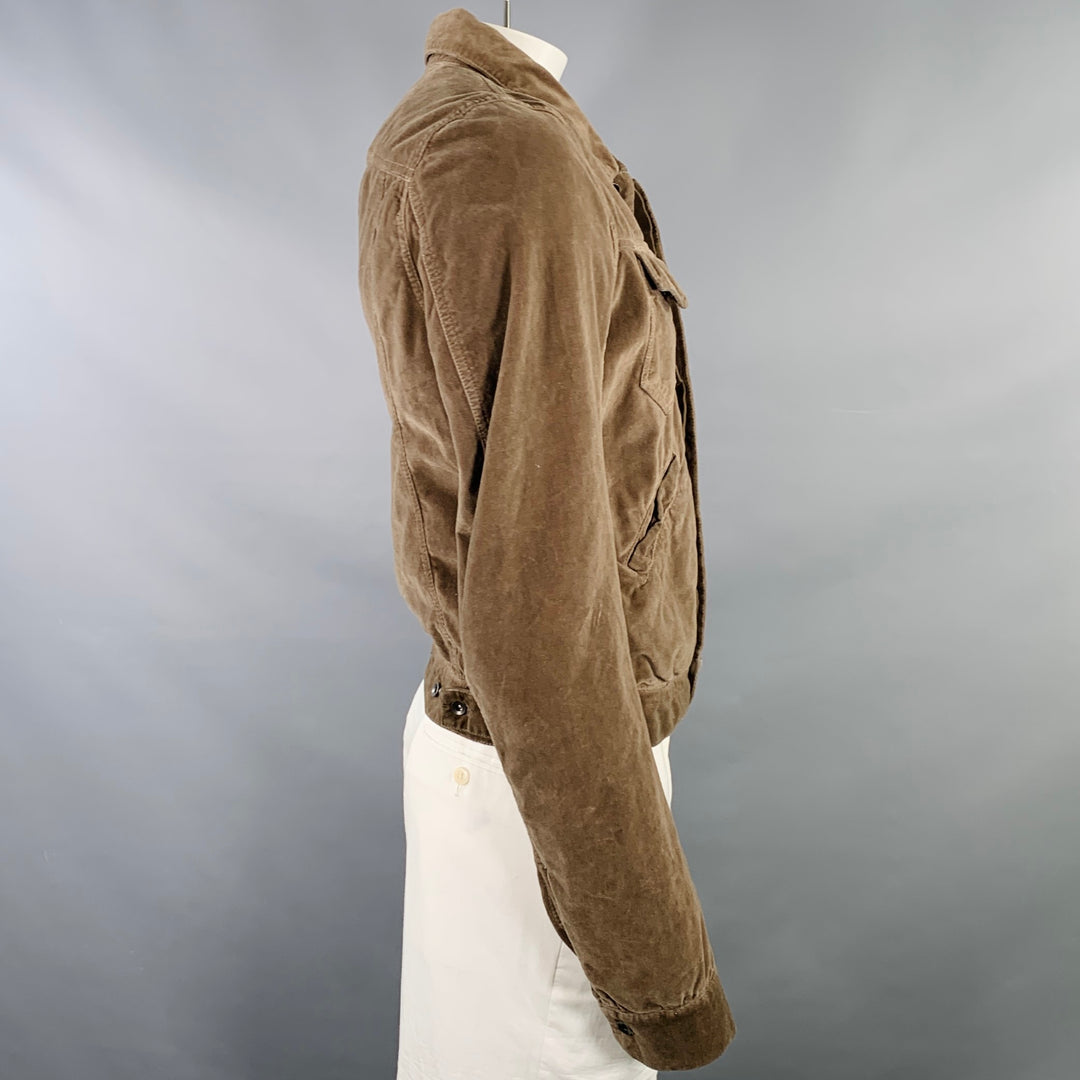 DRKSHDW Size L Brown Taupe Cotton Velvet Trucker Jacket