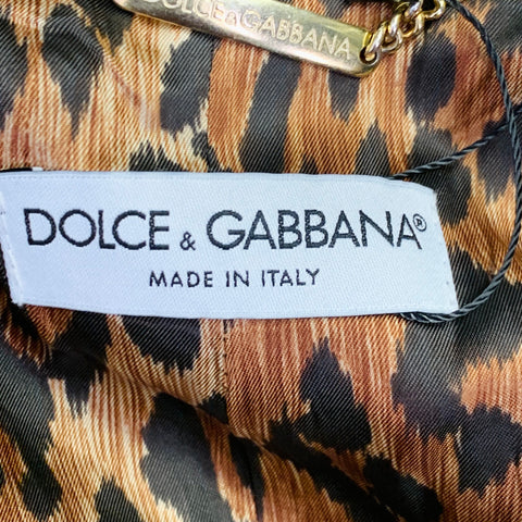 DOLCE & GABBANA Size 6 Khaki Cotton Twill Fitted Button Up Jacket Blazer