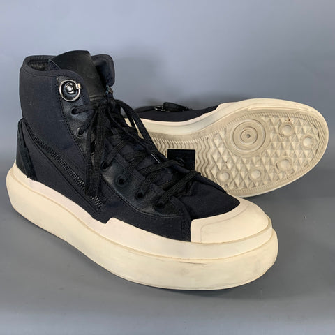 Y-3 Size 9 Black White Canvas High Top Sneakers