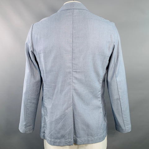 MYTHS Size 42 White Navy Nailhead Cotton Notch Lapel Jacket