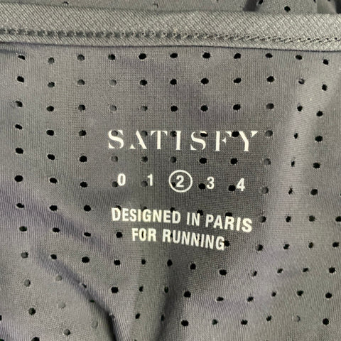SATISFY Size M Black White Print Nylon Blend Mesh Tank Top