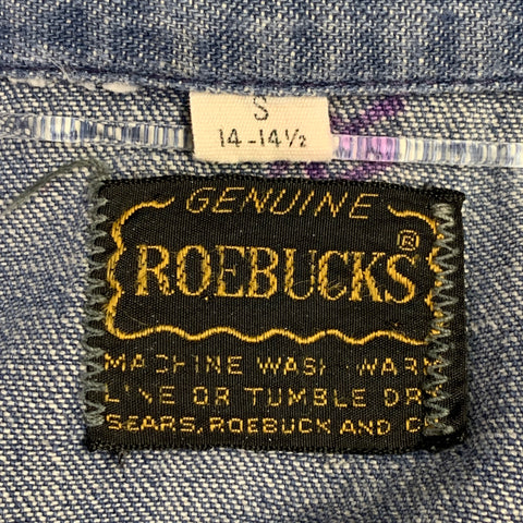 ROEBUCKS Size S Blue Light Blue Paint Splatter Western Long Sleeve Shirt