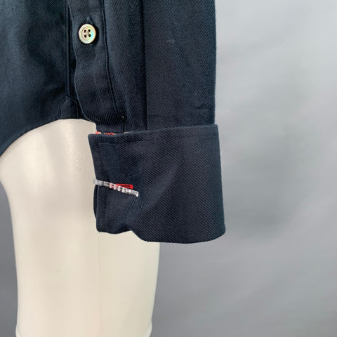 TAKUMI Size XS Black Red Cotton French Cuff Long Sleeve Shirt