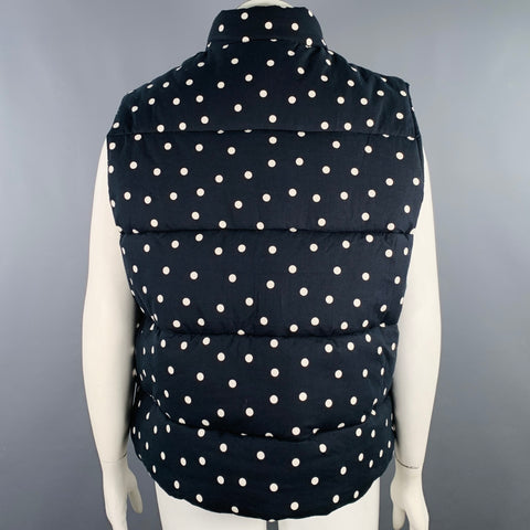 CLARE V. Size XL Black White Polka Dot Cotton Sleeveless Reversible Vest